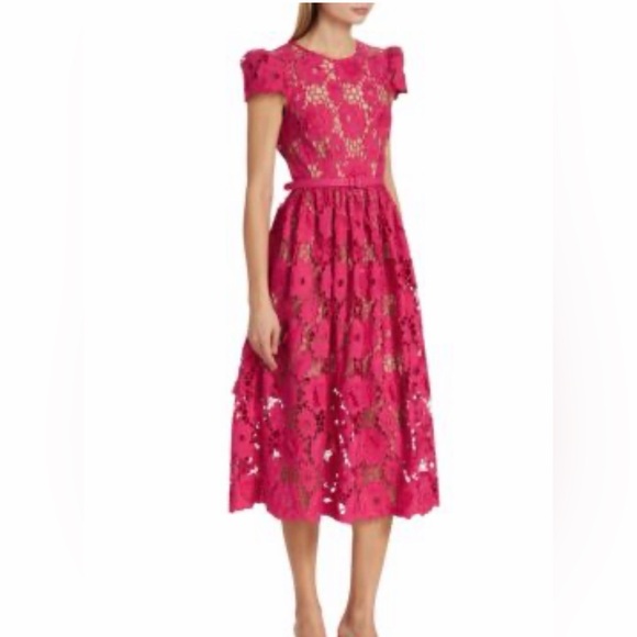Self-Portrait Dresses & Skirts - $555 SELF-PORTRAIT Poppy Belted Lace Midi Dress size US 2 No slip included!